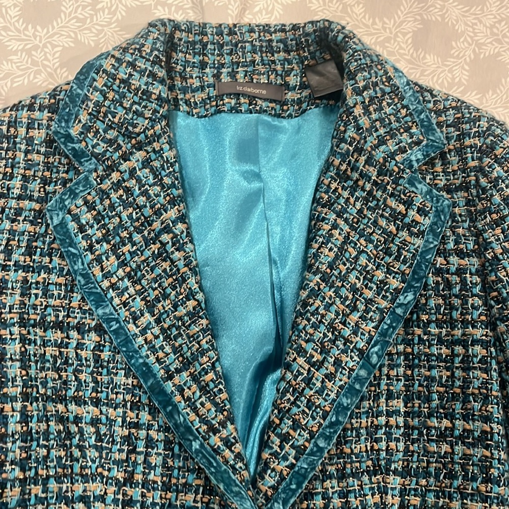 Woven teal blazer